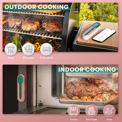 iDiAk CP10 New Gen Wireless Meat Thermometer for Grilling and Smoking-Pink