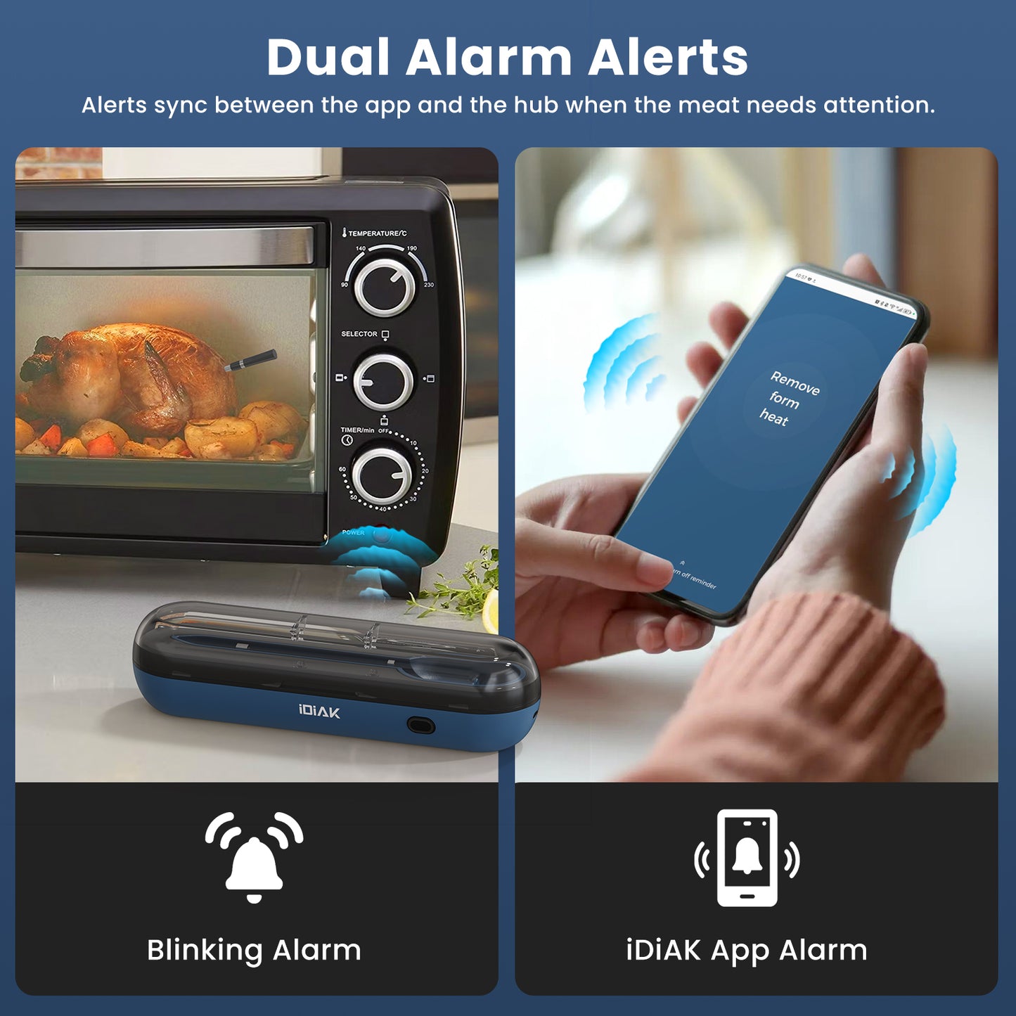 iDiAk CP10 New Gen Wireless Meat Thermometer for Grilling and Smoking-Blue