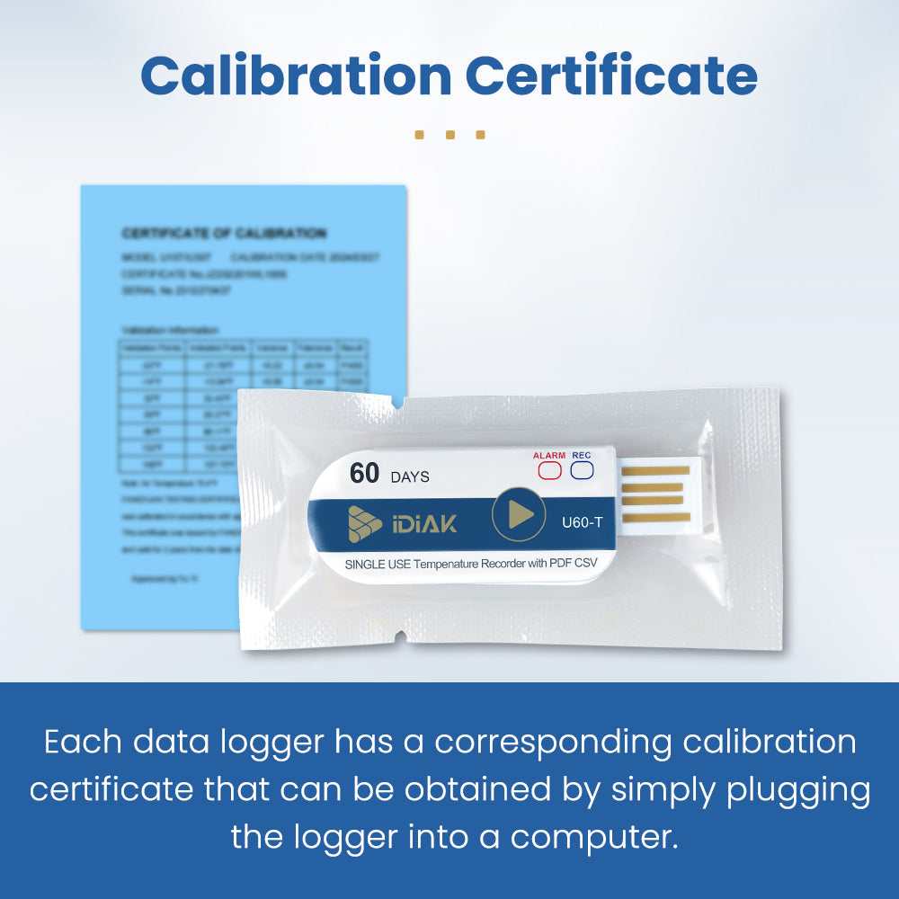 iDiAK U60T USB Temperature Data Logger Single Use PDF/Excel 60 Days Cold Chain Transportation Fresh Tag