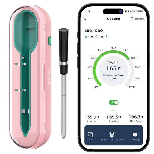 iDiAk CP10 New Gen Wireless Meat Thermometer for Grilling and Smoking-Pink